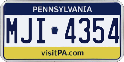 PA license plate MJI4354