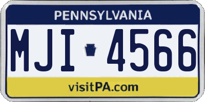 PA license plate MJI4566