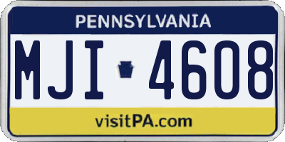 PA license plate MJI4608