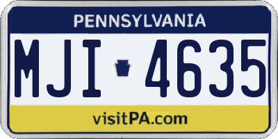 PA license plate MJI4635