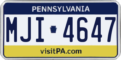 PA license plate MJI4647