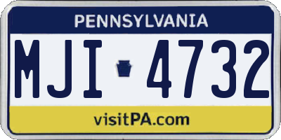 PA license plate MJI4732