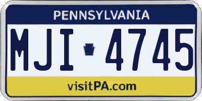 PA license plate MJI4745
