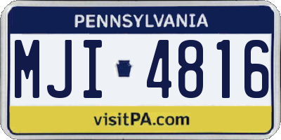 PA license plate MJI4816