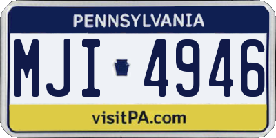 PA license plate MJI4946