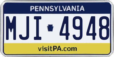 PA license plate MJI4948