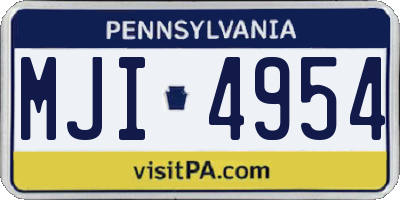 PA license plate MJI4954