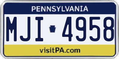PA license plate MJI4958