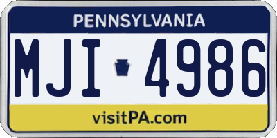 PA license plate MJI4986