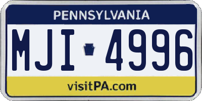 PA license plate MJI4996