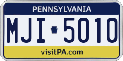 PA license plate MJI5010