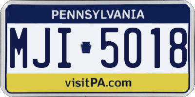 PA license plate MJI5018