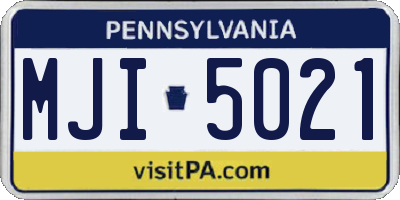 PA license plate MJI5021