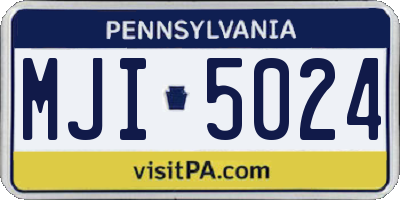 PA license plate MJI5024