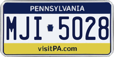 PA license plate MJI5028