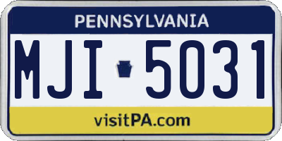 PA license plate MJI5031
