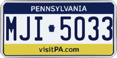 PA license plate MJI5033