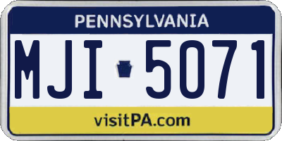 PA license plate MJI5071