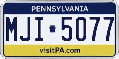 PA license plate MJI5077