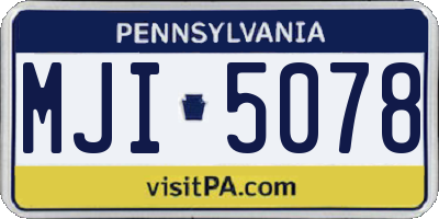 PA license plate MJI5078