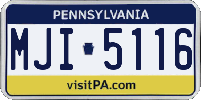 PA license plate MJI5116