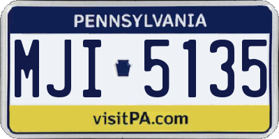 PA license plate MJI5135