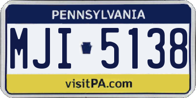 PA license plate MJI5138