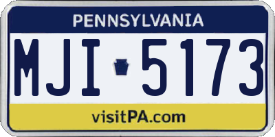 PA license plate MJI5173