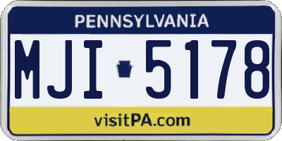 PA license plate MJI5178