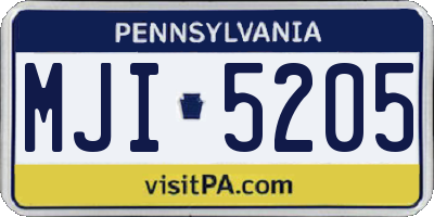 PA license plate MJI5205