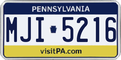 PA license plate MJI5216