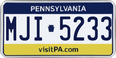 PA license plate MJI5233