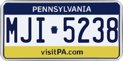 PA license plate MJI5238