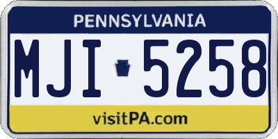 PA license plate MJI5258