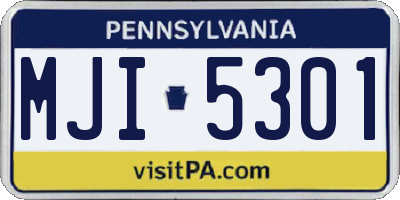 PA license plate MJI5301