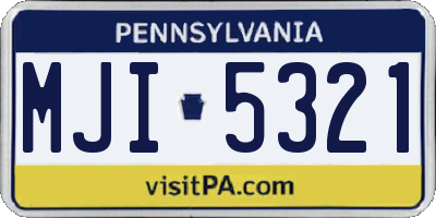 PA license plate MJI5321