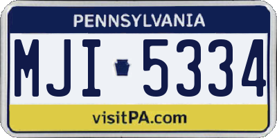 PA license plate MJI5334