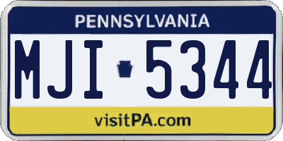PA license plate MJI5344