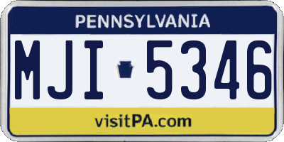 PA license plate MJI5346