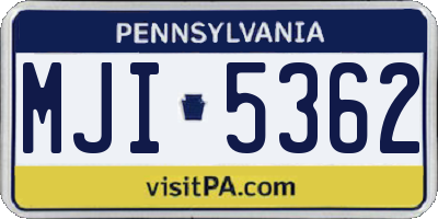 PA license plate MJI5362