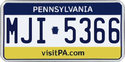 PA license plate MJI5366