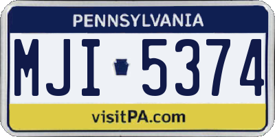 PA license plate MJI5374