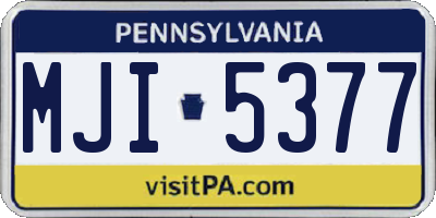 PA license plate MJI5377