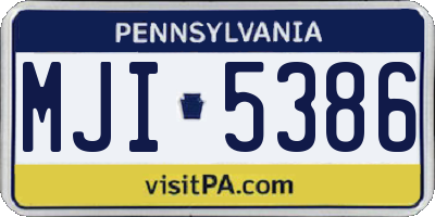 PA license plate MJI5386