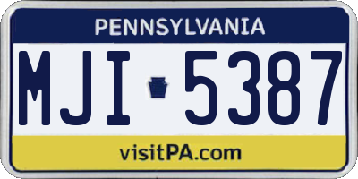 PA license plate MJI5387