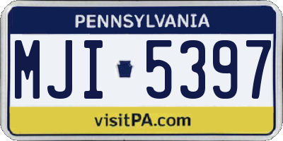 PA license plate MJI5397