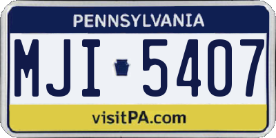 PA license plate MJI5407