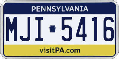 PA license plate MJI5416