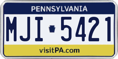 PA license plate MJI5421