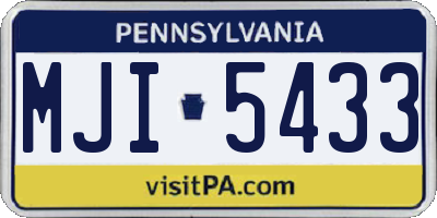 PA license plate MJI5433